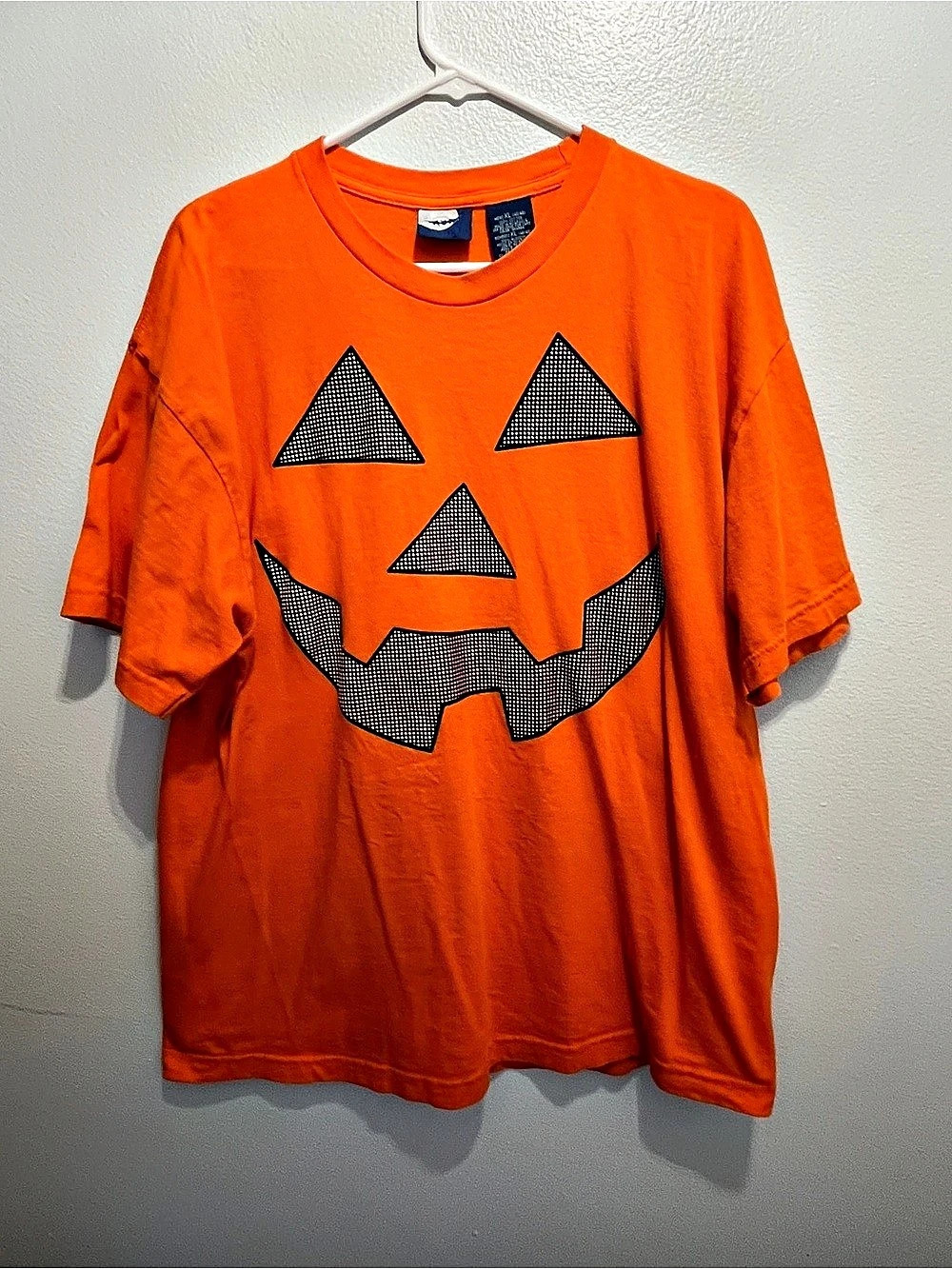 Vintage 90s Y2K Halloween Pumpkin Jack O Lantern Graphic Short Sleeve Tee Size X